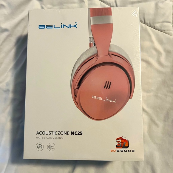 NIB BeLink Acousticzone NC25 Bluetooth Headphones- Rose Gold - Main Image